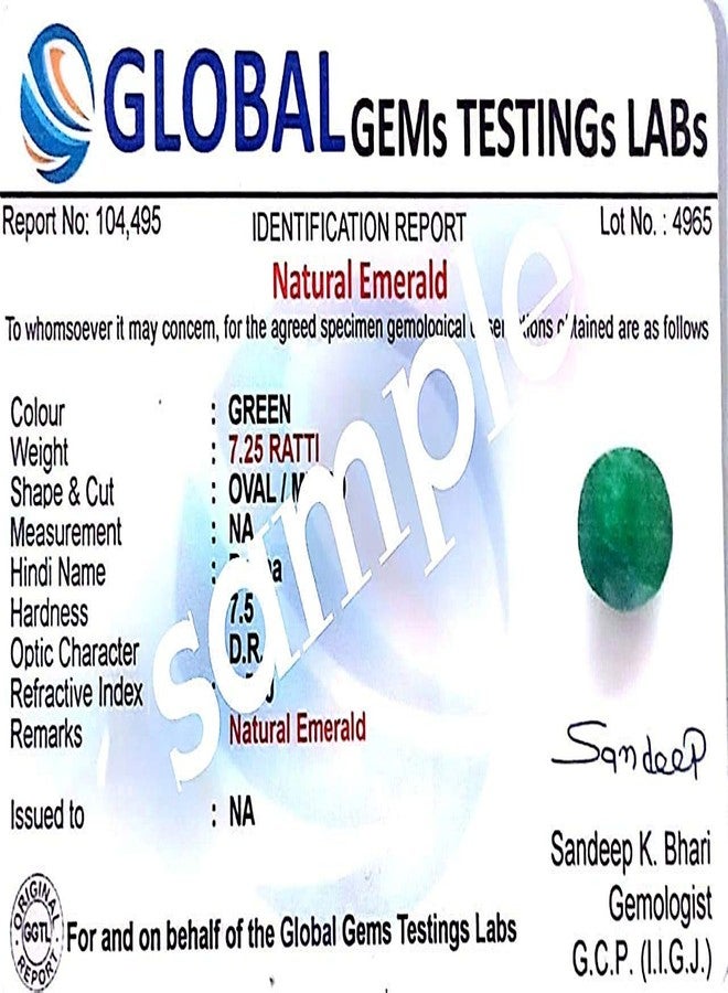 Ayush Gems Lab Certified Untreated Colmbian Quality Beryl Panna 6.25 Ratti Panna Emerald Certified Natural Gemstone A+ Quality - Image 2