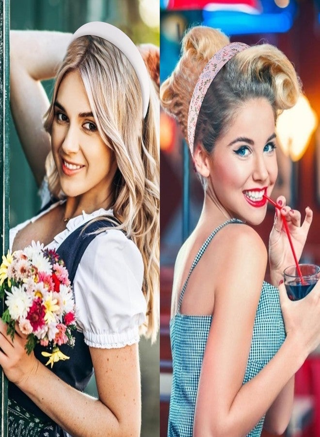 VELSCRUN 7 Pcs Different Headbands for Women Fashion Pink Solid Head Bands Pearl Headband Non Slip Hair Band for Womens Thin Thick Short Hair Face Wash Hair Accessories Gifts for Women Gilrs - Image 2