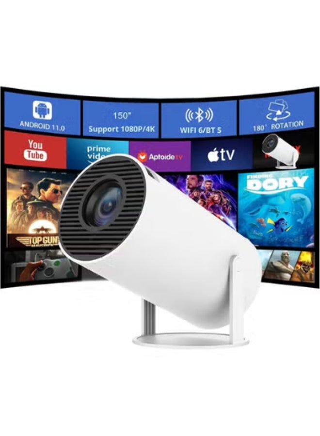 Mini Portable Smart Projector 4K Supported Full HD 1080P, WiFi 6 and Bluetooth, 180° Rotatable Auto Keystone Correction, Compatible with Android and iPhone for Bedroom and Outdoor Use - Image 1