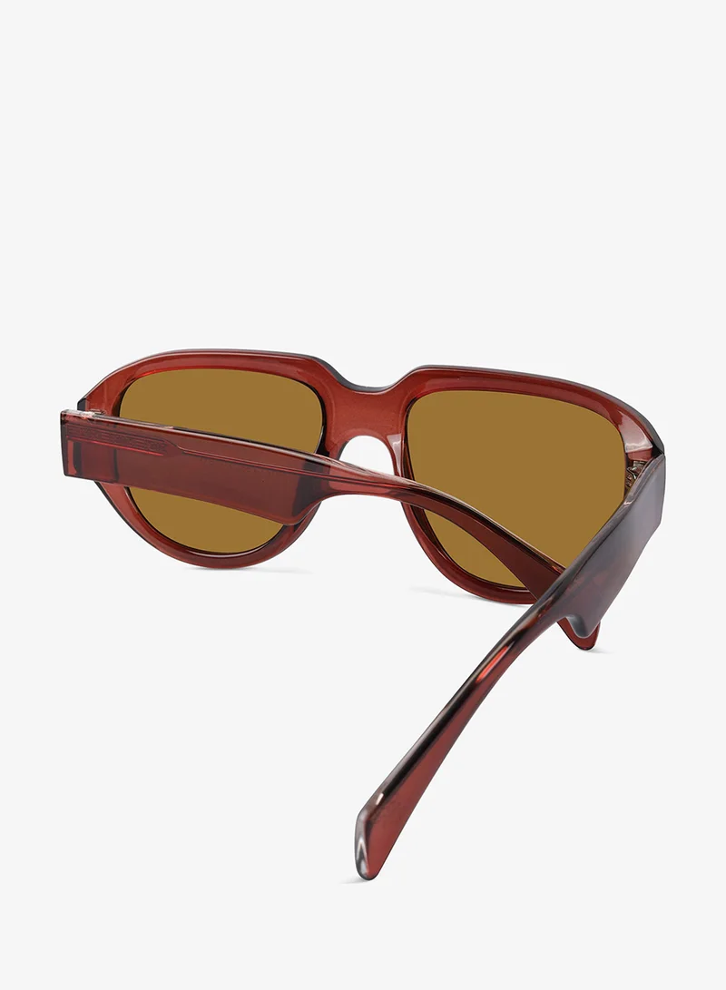 Woggles Red Pappy Lumivista Brown Oversized Sunglasses