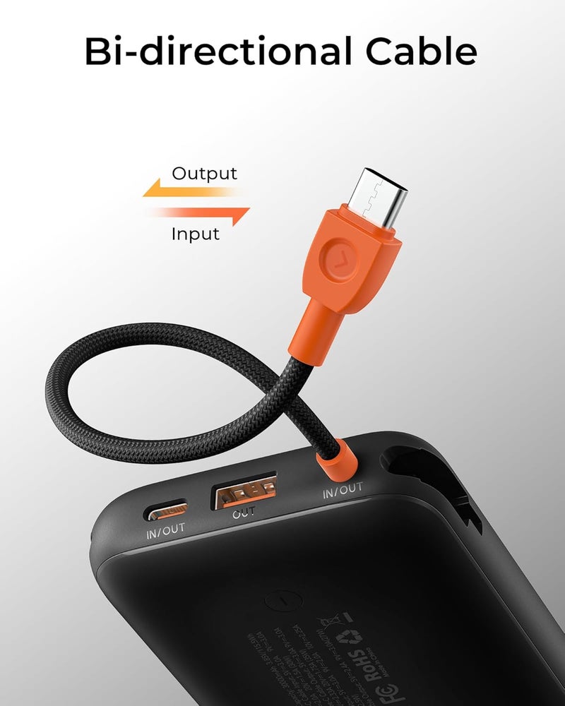 VEGER Trendy varied sizing alternatives Power Bank 20000mAh, 35W PD Portable Charger with Built-In Cables, LED Display, 4 Ports Fast Charging Battery Pack for iPhone Series, Samsung Galaxy, iPad, and More Advanced minimal build - Image 3