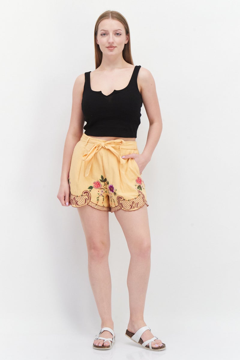 RIVER ISLAND Women Floral Pattern Basic Shorts, Orange Combo - Image 3