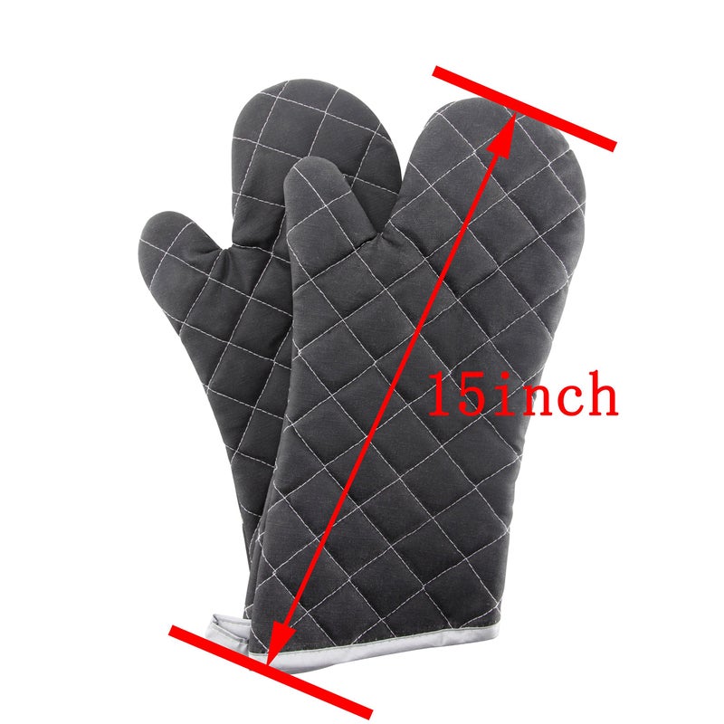 ARCLIBER Oven Mitts Flame Retardant Mitts Heat Resistant to 425 F 15 Inch Black Color 2-Pack - Image 2