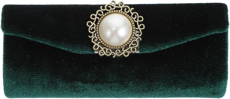 Vintage Velour Lipstick Case with Mirror Retro Portable Lip Balm Holder Key Chain for Women Travel Cosmetic Storage in Dark Green Plush - Image 1