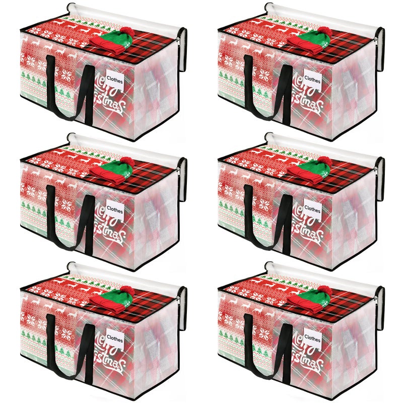BlissTotes Moving Bags 6Pack Storage Bags Moving Bags Heavy Duty Extra Large Moving Totes Clear Moving Bags Reinforced Handles Tag Pocket 93L