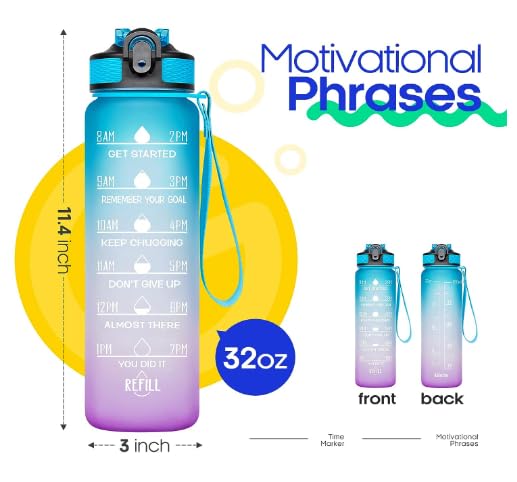 YBN 1L Water Bottle with Motivational Time Marker, Sipper Bottle for Adults, Water bottle for Gym, Office| Drinking water reminder 1 Litre (Multicolour, Large, Pack of 1) - Image 2