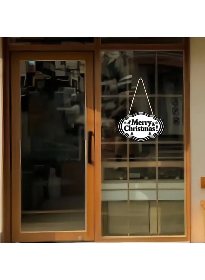 Black And White Wood Christmas Tree Wall Sign Merry Christmas Decoration - Image 2