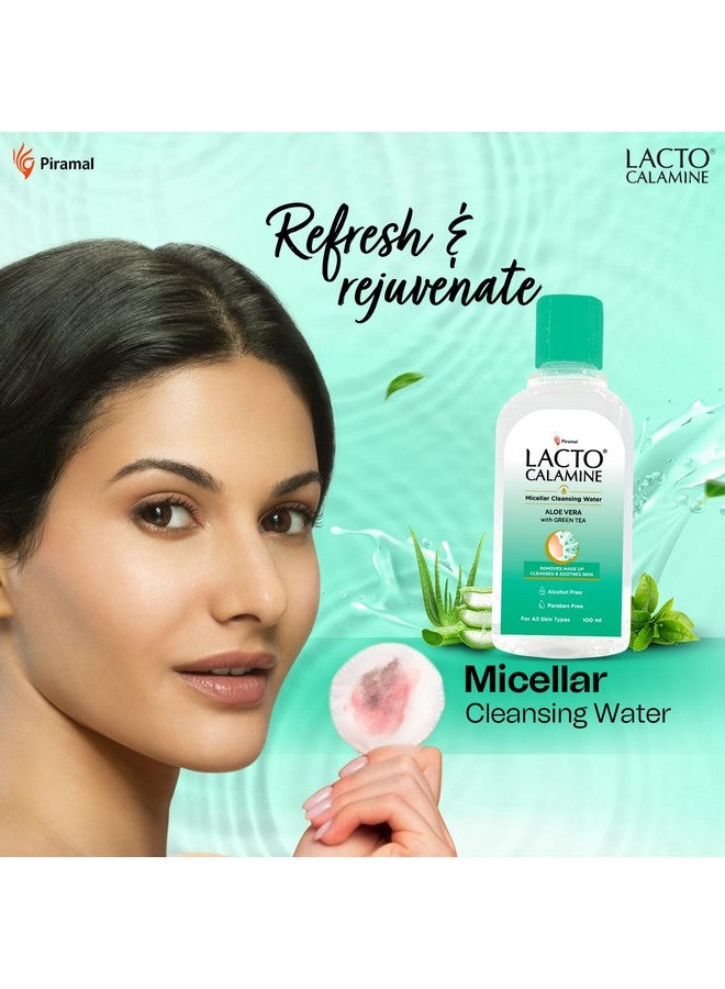 لاكتو كلامين سائل مزيل المكياج بماء ميسيلار | 100 مل لكل قطعة - عبوة من 3 قطع | خلاصة الصبار والشاي الأخضر والنياسيناميد |ماء تنظيف للوجه يزيل المكياج والزيوت الزائدة والشوائب |خالٍ من الكحول - Image 2