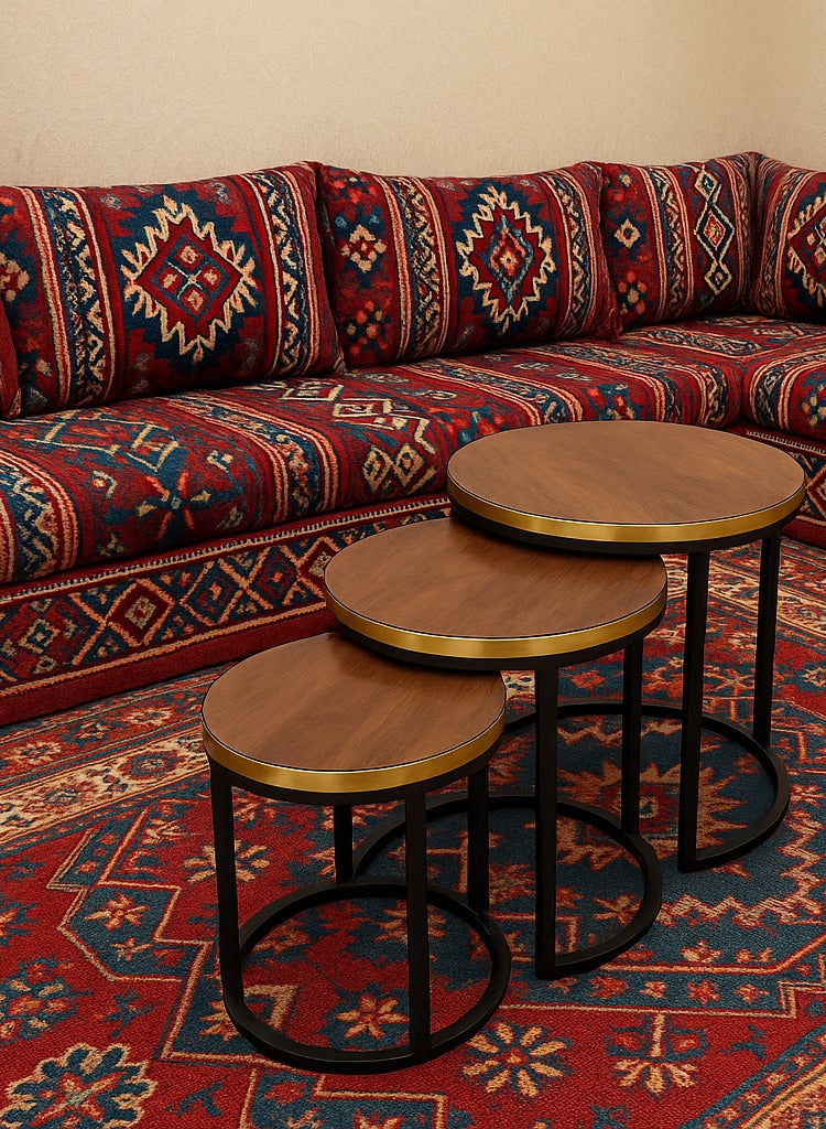 SHEE ONE 3-Piece Round Wooden Table Set | Side Table, Coffee Table, Guest Table & Decorative Accent | Sizes: 50×50 cm, 45×45 cm, 40×40 cm - Image 4