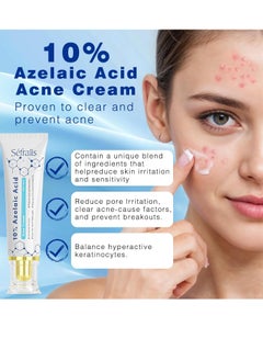 Sefralls 10% Azelaic Acid Acne Cream, Premium Azelaic Acid Facial Cream - Redness Relief For Face, Redness Reducing Skin Care, Prevents Acne Breakouts, Ease Pimple Clarify Skin Soothe Irritation,1 Oz  - Image 2