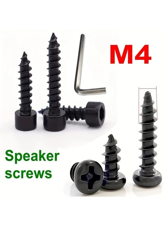 10pcs M4 20mm Black Wood Grain Self Tapping Screws Hex Socket Nickel Plated - Image 2