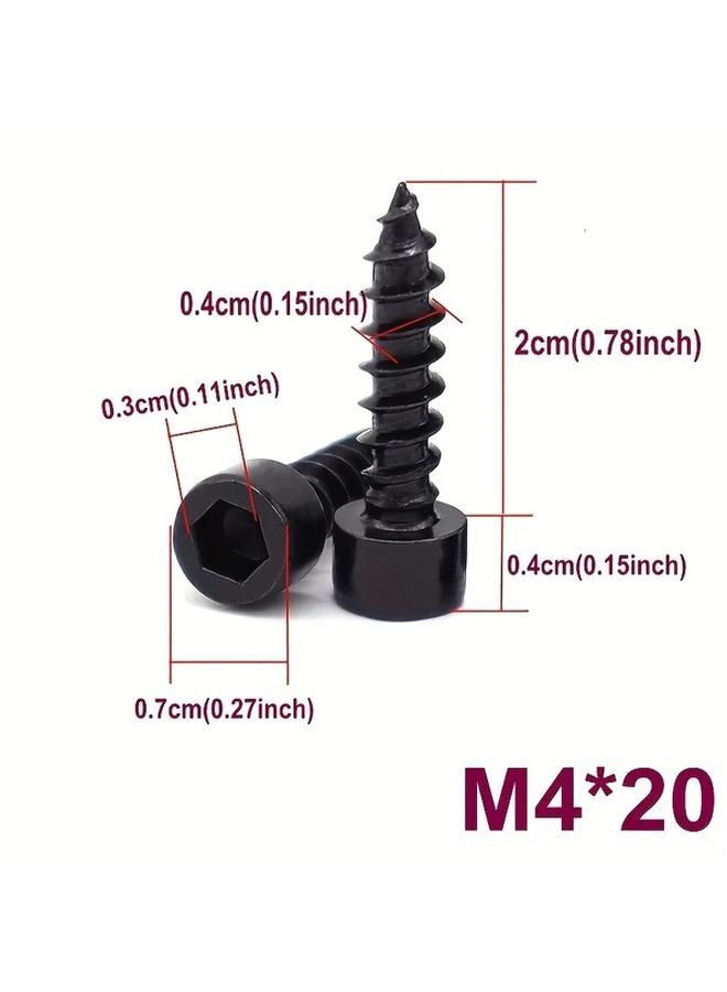 10pcs M4 20mm Black Wood Grain Self Tapping Screws Hex Socket Nickel Plated - Image 4