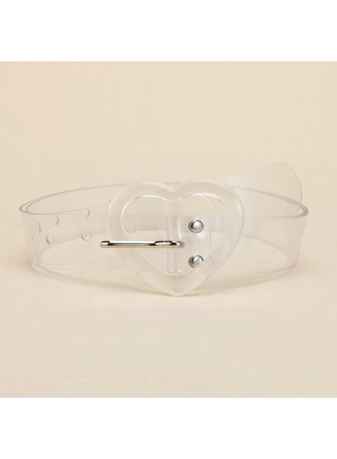 xozgdovg Transparent Belt Womens Fashionable Simple Belts Student Jeans Belt Heart Shaped Buckle Design Cross Border Hot Selling YD1242 