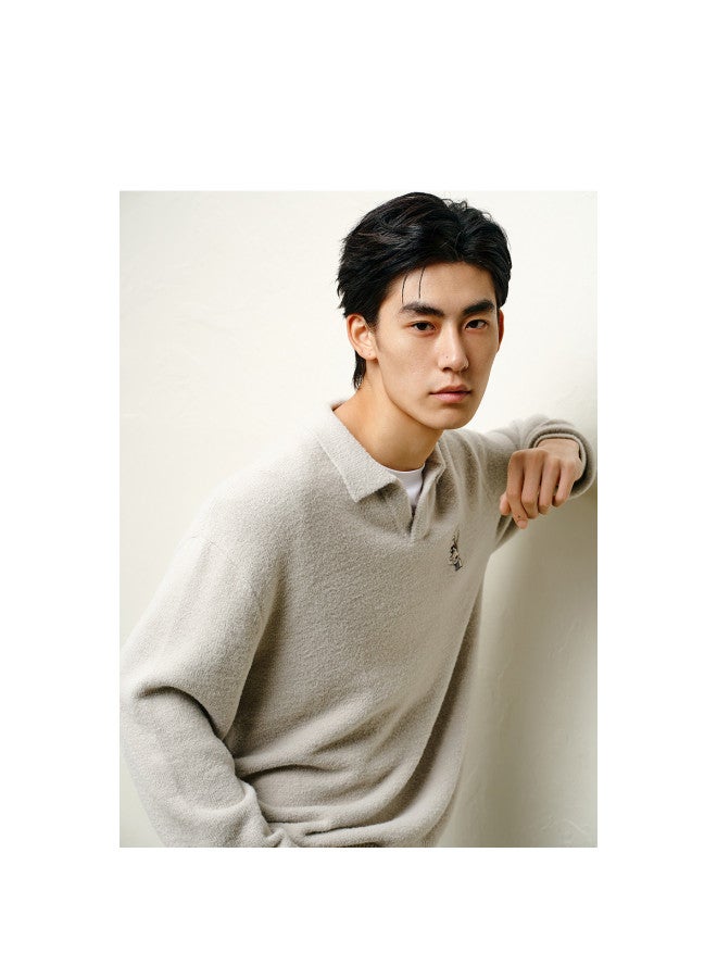 Waxbird Men's Loose Embroidered Cuban Collar Sweater Men's Sweater - Image 4