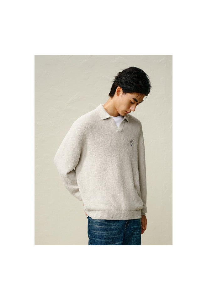 Waxbird Men's Loose Embroidered Cuban Collar Sweater Men's Sweater - Image 5