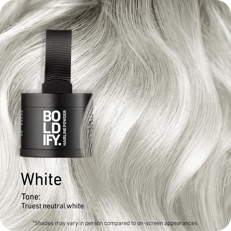 BOLDIFY Hairline Powder - Root Touch Up Hair Color for Gray Coverage - Bald Spot Concealing Hair Powder for Women & Men - 24-Hour Stain-Proof - White - Image 2