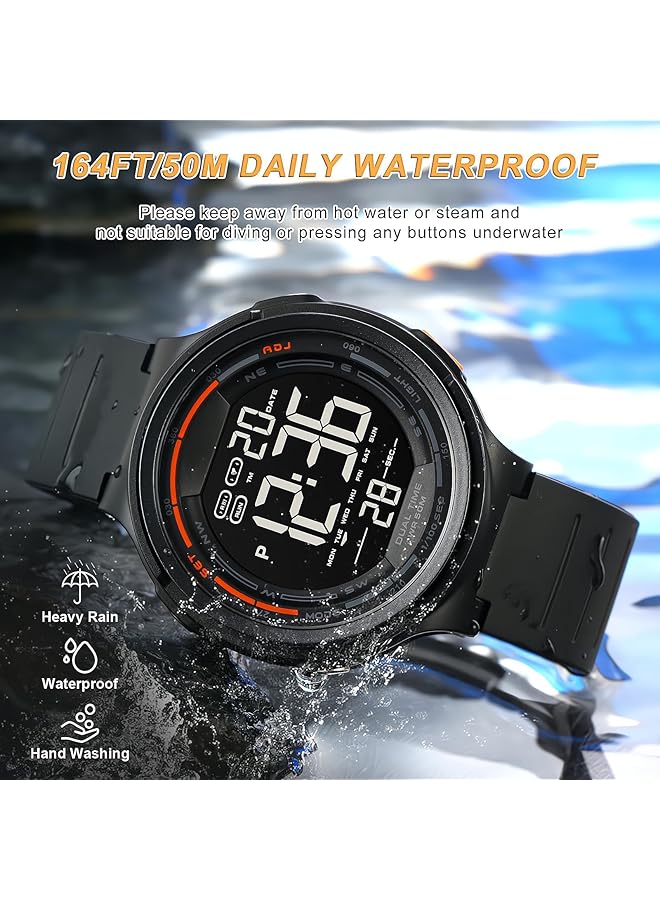 KASTWAVE Mens Digital Sports Watch Military Watches For Men Large Led Screen 12 24H Chronograph Tactical Watch Waterproof Backlight Alarm Date Wristwatch Multifunction Army Countdown Stopwatch For Men - Image 5