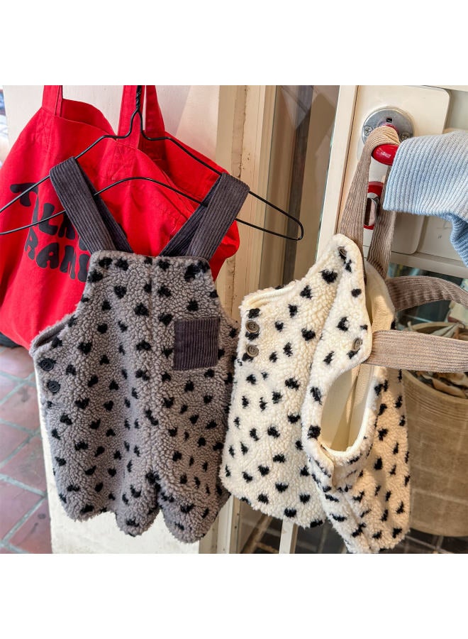 Sweetheart New Kids' Clothing Autumn Winter Style Children's Korean Style Fleece-lined Overalls Girls Boys Pants - Image 5