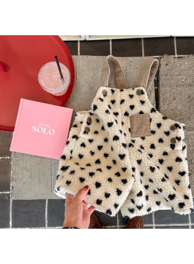 Sweetheart New Kids' Clothing Autumn Winter Style Children's Korean Style Fleece-lined Overalls Girls Boys Pants - Image 1