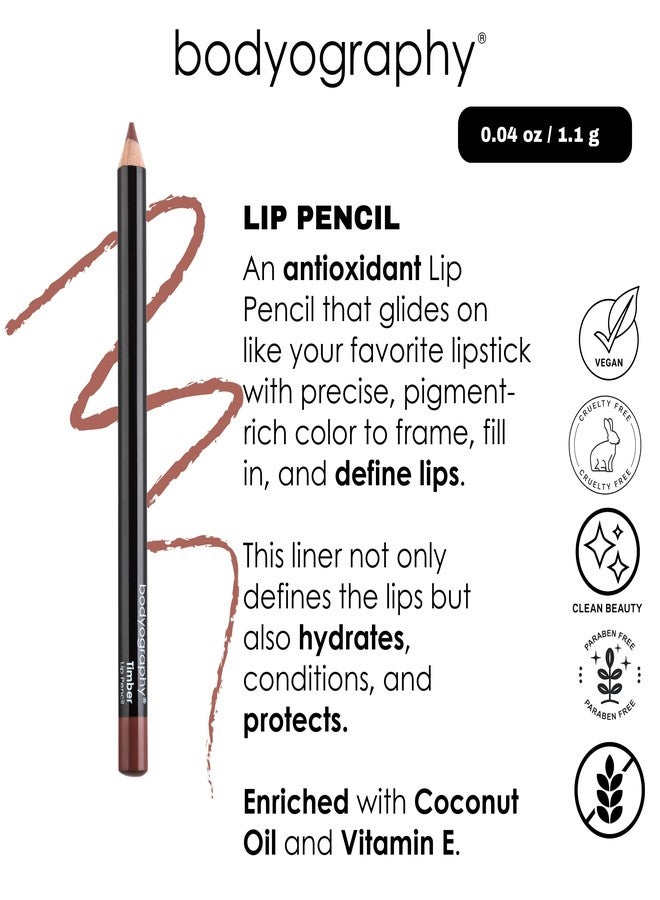 BODYOGRAPHY: Cream Lip Pencil (Timber): Brown Rose Wooden Waterproof Salon Makeup w/ Coconut Oil, Vitamin E | Gluten-Free, Cruelty-Free, Paraben-Free - Image 3