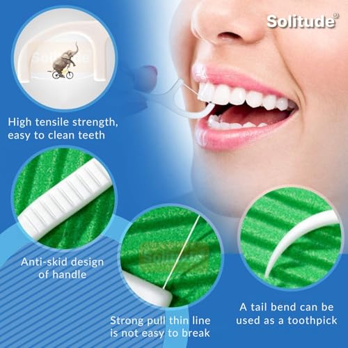 Solitude 100 Pieces 3 in 1 Tooth Cleaning Dental Floss Fresh Toothpick Cleaners, Disposable Teeth Flossing Thread Toothpicks with Tongue Cleaner Stick for Fresh, Healthy and Breath Gums - Image 4