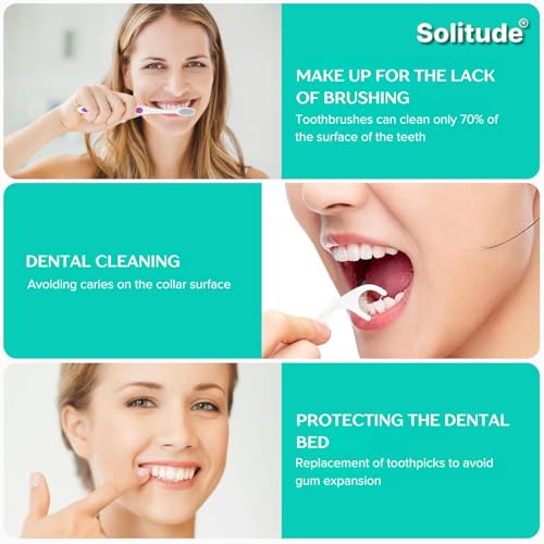 Solitude 100 Pieces 3 in 1 Tooth Cleaning Dental Floss Fresh Toothpick Cleaners, Disposable Teeth Flossing Thread Toothpicks with Tongue Cleaner Stick for Fresh, Healthy and Breath Gums - Image 5