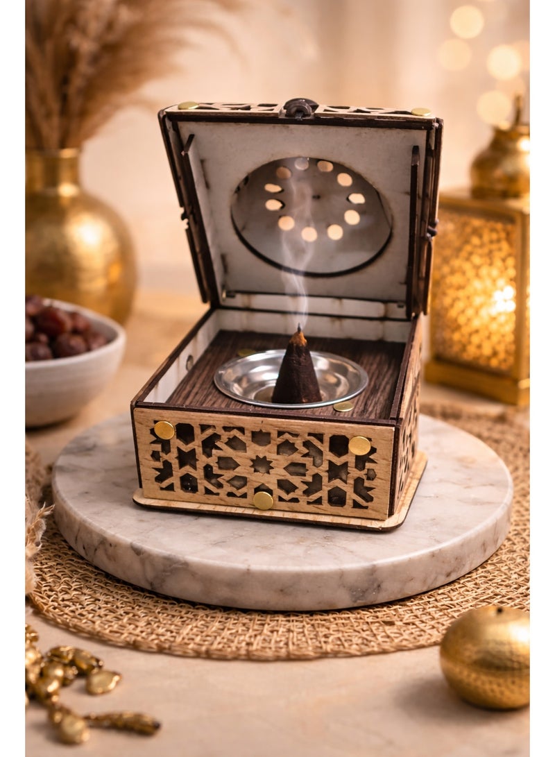 مبخرة خشب فاخرة للديكور المنزلي والديكورات الرمضانية – تصميم أنيق – وزن 200 جرام - Image 1
