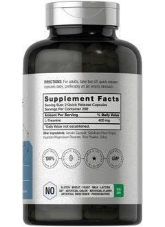 Horbaach Horbäach L-Theanine 400mg | 400 Capsules | High Potency Supplement | Non-GMO & Gluten Free  - Image 2