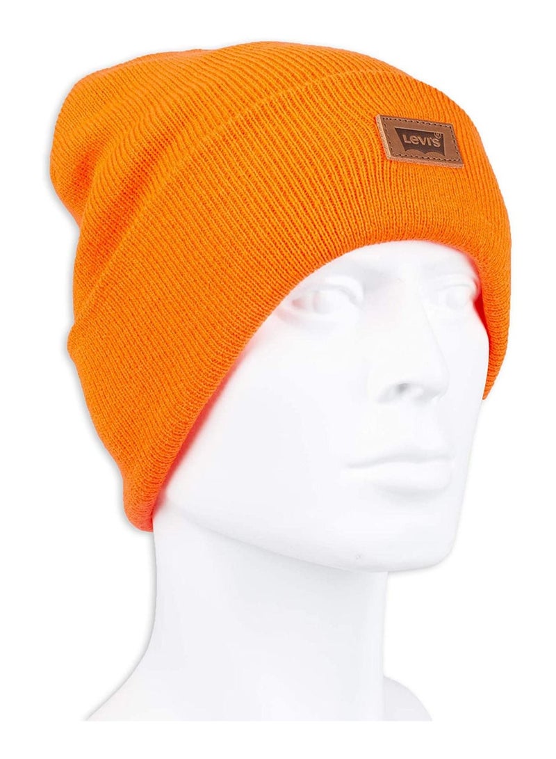Levi's Levi's All-Gender Classic Knit Cuffed All Season Beanie Hat, Neon Orange, One Size  - Image 2