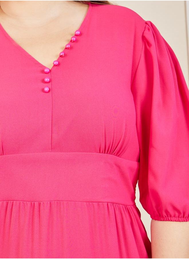 Styli - Button Detail Tiered Maxi Dress - Image 1