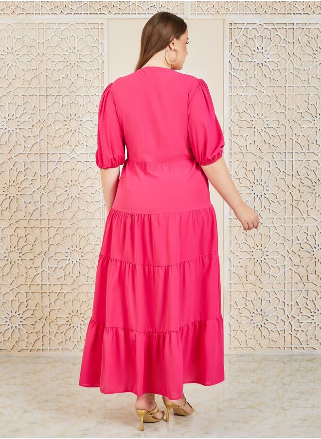 Styli - Button Detail Tiered Maxi Dress - Image 1