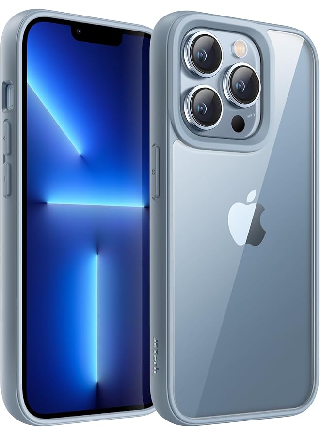 Jetech Case For Iphone 13 Pro 6.1 Inch Shockproof Phone Bumper Cover Solid Color Matte Tpu Frame Anti Scratch Clear Back Sierra Blue - Image 1