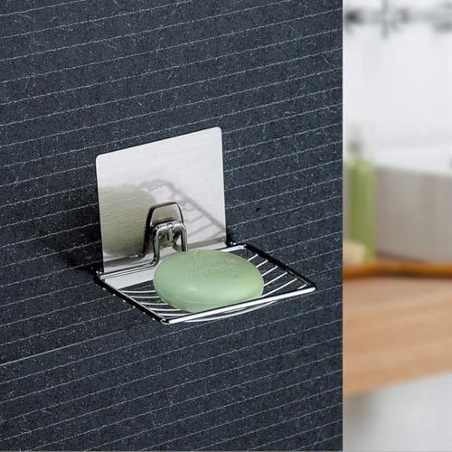 ADTALA Soap Dishes Sponge Holder for Bathroom Shower Kitchen Stainless Steel Self Adhesive Wall Mounted Non-Drilling Storage Saver Rack for Home Kitchen/Bathroom Shower/Mobile Stand (2 Pcs) - Image 3