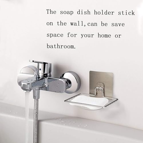 ADTALA Soap Dishes Sponge Holder for Bathroom Shower Kitchen Stainless Steel Self Adhesive Wall Mounted Non-Drilling Storage Saver Rack for Home Kitchen/Bathroom Shower/Mobile Stand (2 Pcs) - Image 4