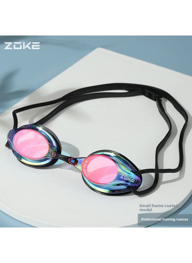 Generic Boyfriend Swimming Professional Training Racing Swimming Goggles Adult Children Boys And Girls Swimming Goggles HD Waterproof Anti-Fog-Color:Black And Blue Coating (competitive Small Frame With Anti-fog Agent) - Flat Light  - Image 1
