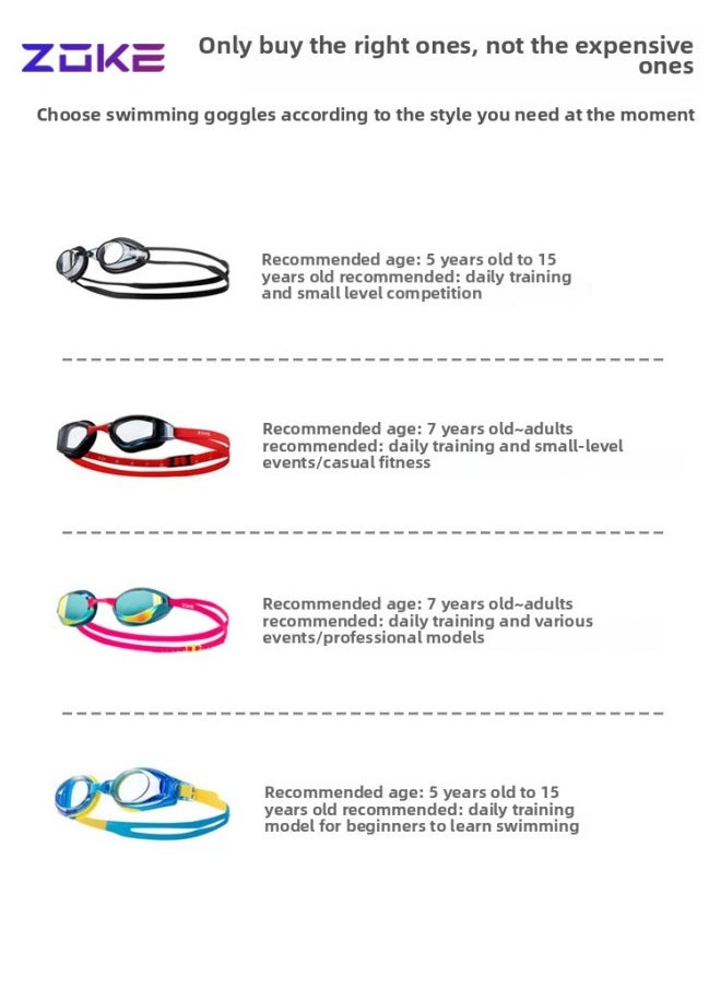 Generic Boyfriend Swimming Professional Training Racing Swimming Goggles Adult Children Boys And Girls Swimming Goggles HD Waterproof Anti-Fog-Color:Black And Blue Coating (competitive Small Frame With Anti-fog Agent) - Flat Light  - Image 5