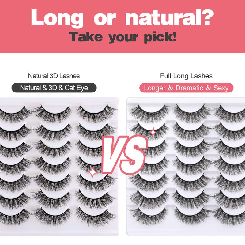 Newcally Lashes Mink Natural Look Cat Eye Wispy False Eyelashes Think Volume Long Fake Eye Lashes Pack 3D Strip Faux Mink Eyelashes 14 Pairs - Image 3