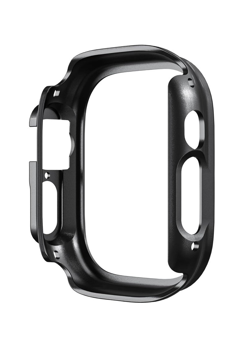 Generic - case compatible with apple watch ultra 49mm tempered glass screen protector, ultra-thin hard pc shockproof all-around bumper iwatch protective cover case for apple watch ultra 49mm-black - Image 1