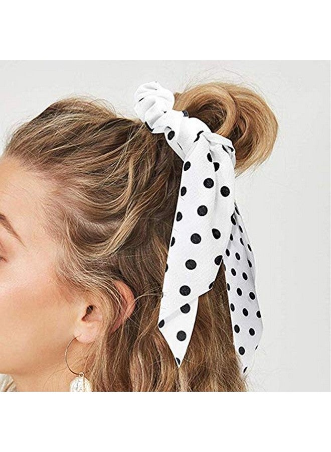 APSAMBR Vintage Egelant Elastic Hair Band Polk Dots Printed Hair Scrunchie For Women Hair Ribbons Streamers Bowknot Hair Ties Rope Hot - Image 2