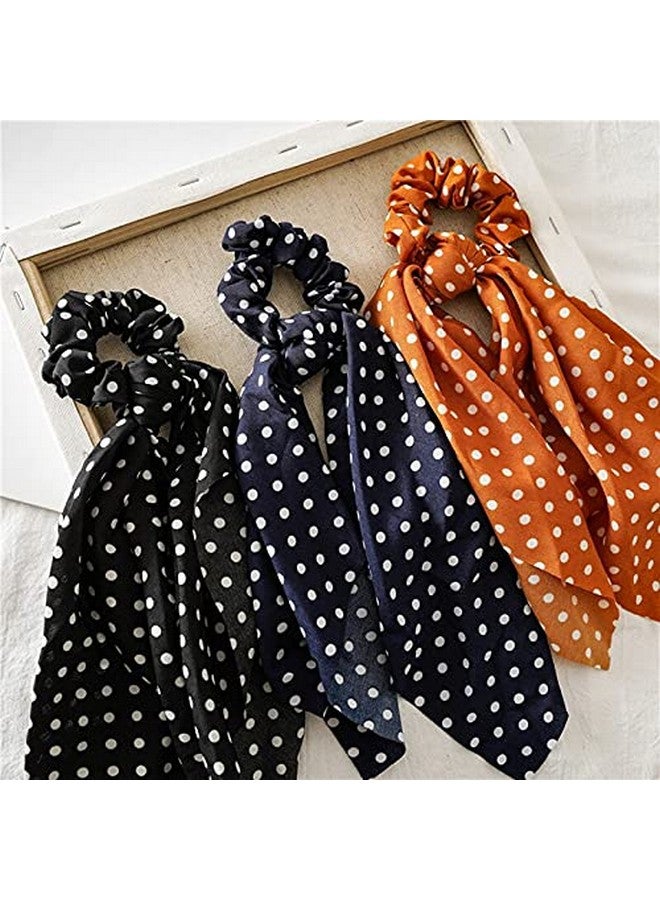 APSAMBR Vintage Egelant Elastic Hair Band Polk Dots Printed Hair Scrunchie For Women Hair Ribbons Streamers Bowknot Hair Ties Rope Hot - Image 1