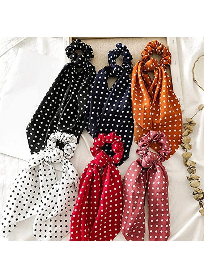 APSAMBR Vintage Egelant Elastic Hair Band Polk Dots Printed Hair Scrunchie For Women Hair Ribbons Streamers Bowknot Hair Ties Rope Hot - Image 3