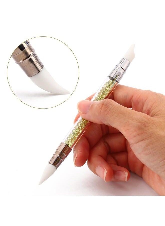 BTYMS 5Pcs Nail Art Sculpture Pen Dual Tipped Silicone Rhinestone Nail Polish Carving Pen - Image 2