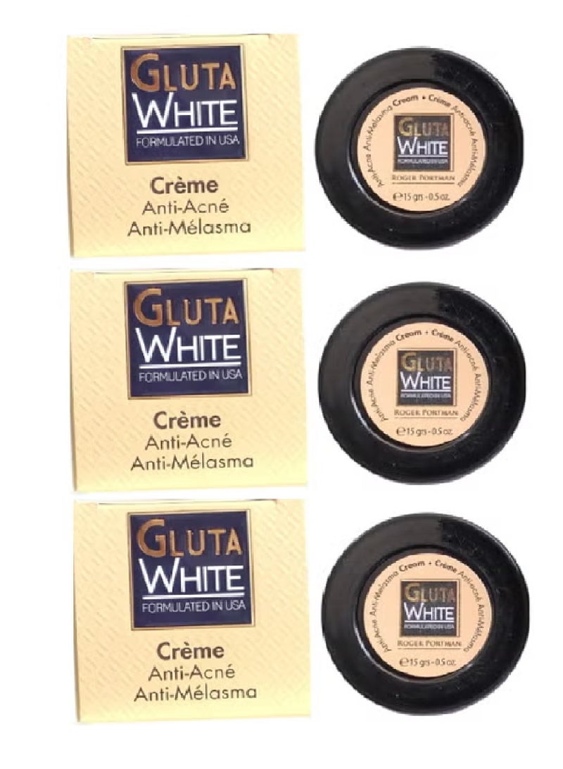 Gluta White 3 pieces Anti- Acne and Anti-Melasma Cream 3X 15gm - Image 1