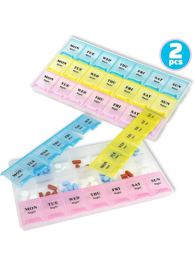 Weekly Pill Organizer 21-Day Medication Planner (Pack of 2) – 3 Times-a-Day Pill Box for Vitamins & Tablets, Easy-to-Read Design, Travel-Friendly Medicine Storage - Image 3