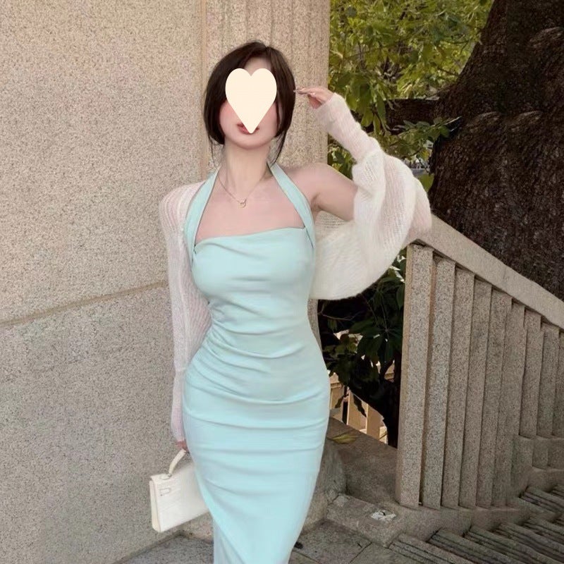 Elegant Halter Neck Slip Dress for Women Summer 2023 Ty199 light green 