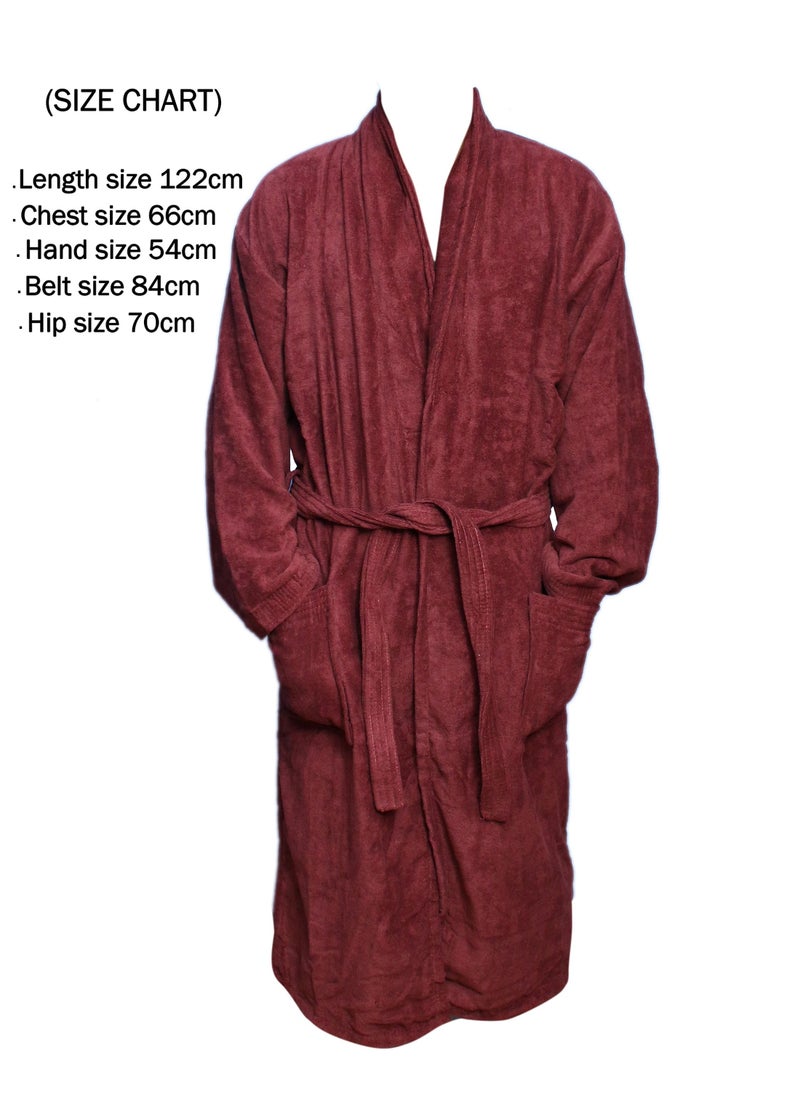 AZM - Bathrobe – 400 GSM 100% Cotton Terry Silky Soft Spa Quality Comfort – Shawl Collar & Pocket S/M - Image 1