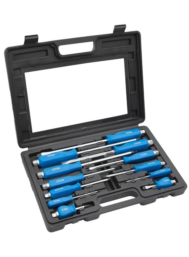 ROTATION 12PCS Magnetic Go-Thru Screwdriver Set, 6 Phillips and 6 Flat Head Tips Screwdriver for Fastening, Chiseling and Loosening Seized Screws, Multi-Purpose Budget Set - Image 1