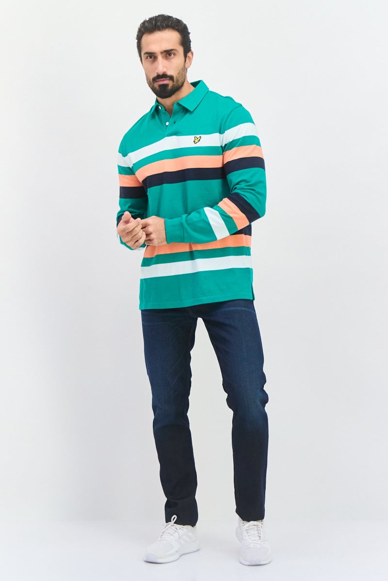 Lyle & Scott قميص بولو بأكمام طويلة للرجال بتصميم عادي، مجموعة أخضر - Image 3