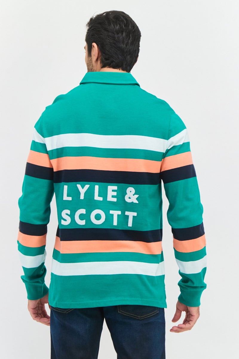 Lyle & Scott قميص بولو بأكمام طويلة للرجال بتصميم عادي، مجموعة أخضر - Image 2