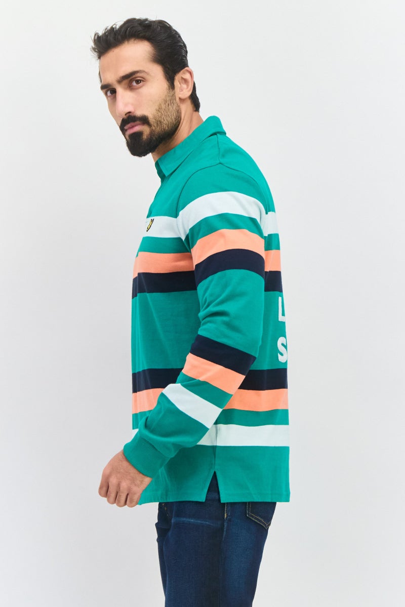 Lyle & Scott قميص بولو بأكمام طويلة للرجال بتصميم عادي، مجموعة أخضر - Image 4